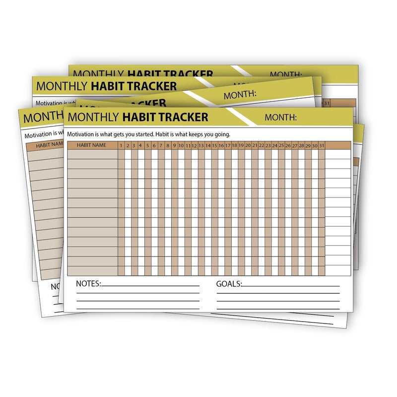 woopme Monthly Habit Tracker Undated Calendar (12 Sheets/A4 Size) For Goal Achievement, Habit Building (Multicolored) - Image 1