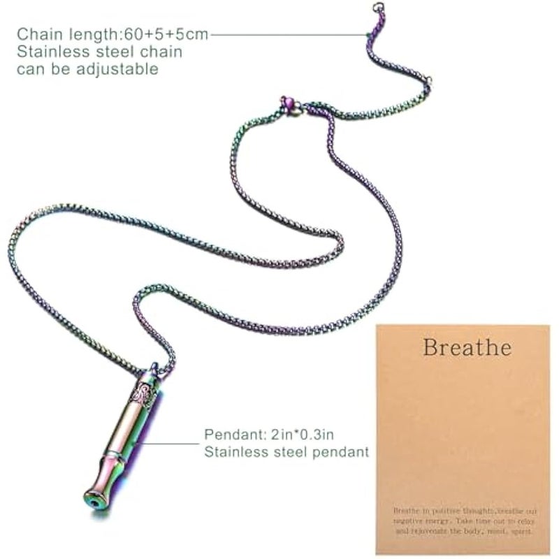 عقد بقلادة لتخفيف القلق والتنفس - موزع الزيوت العطرية وجهاز الاستنشاق الشخصي للعلاج العطري للنساء والرجال (قوس قزح) - Image 4