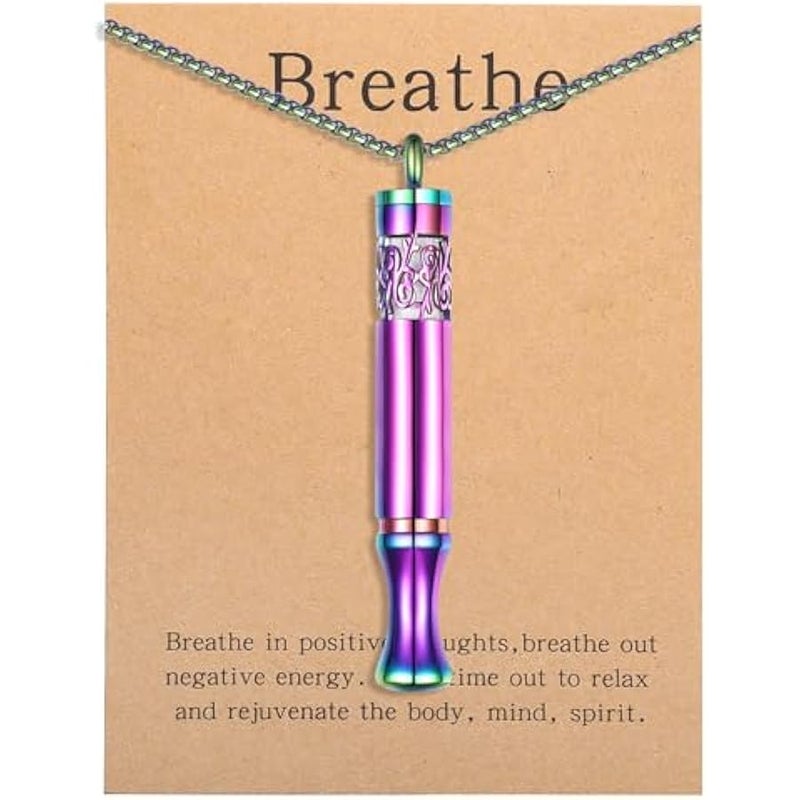 عقد بقلادة لتخفيف القلق والتنفس - موزع الزيوت العطرية وجهاز الاستنشاق الشخصي للعلاج العطري للنساء والرجال (قوس قزح) - Image 1