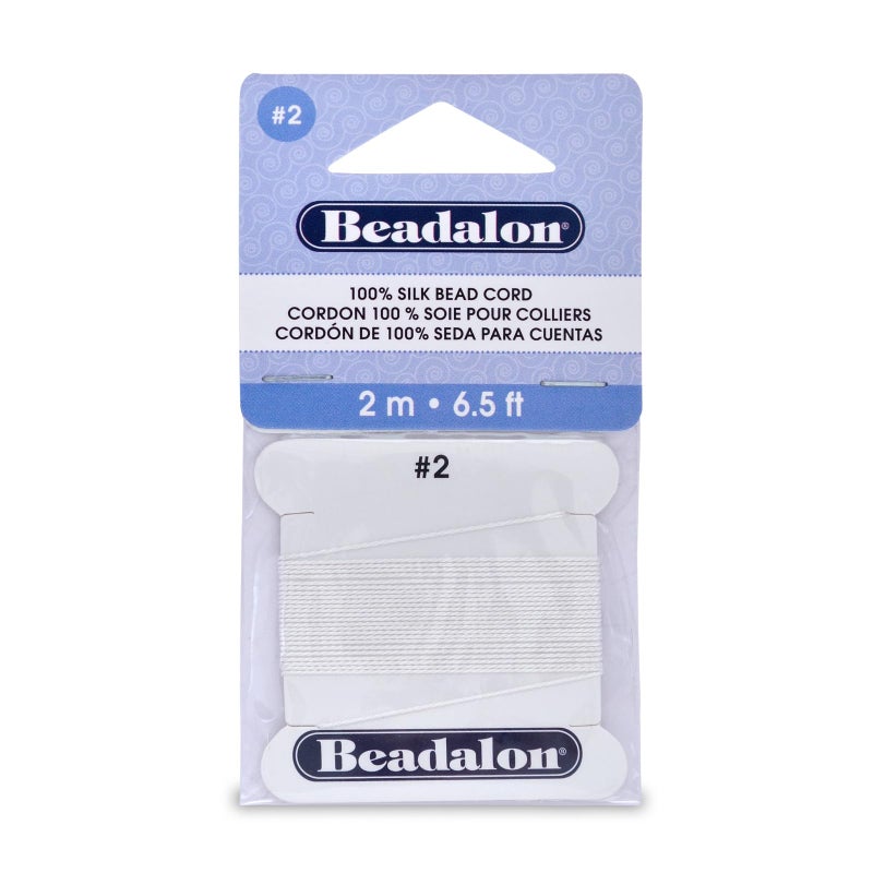 Beadalon Silk Thread Size 2 45 mm 018 in White with Needle 2 m - Image 3
