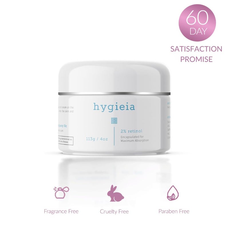 Hygieia + Encapsulated 2% Retinol Cream, 4oz â€“ Liposomal Anti-Wrinkle Cream for Face, Neck & Body â€“ Fast & Deep Cellular Absorption â€“ Day or Night Cream for Firming, Lifting & Repairing Aging Skin - Image 5