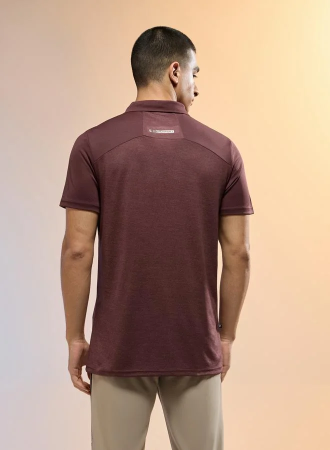 Technosport Technosport Men Brown Slim Fit Melange Polo