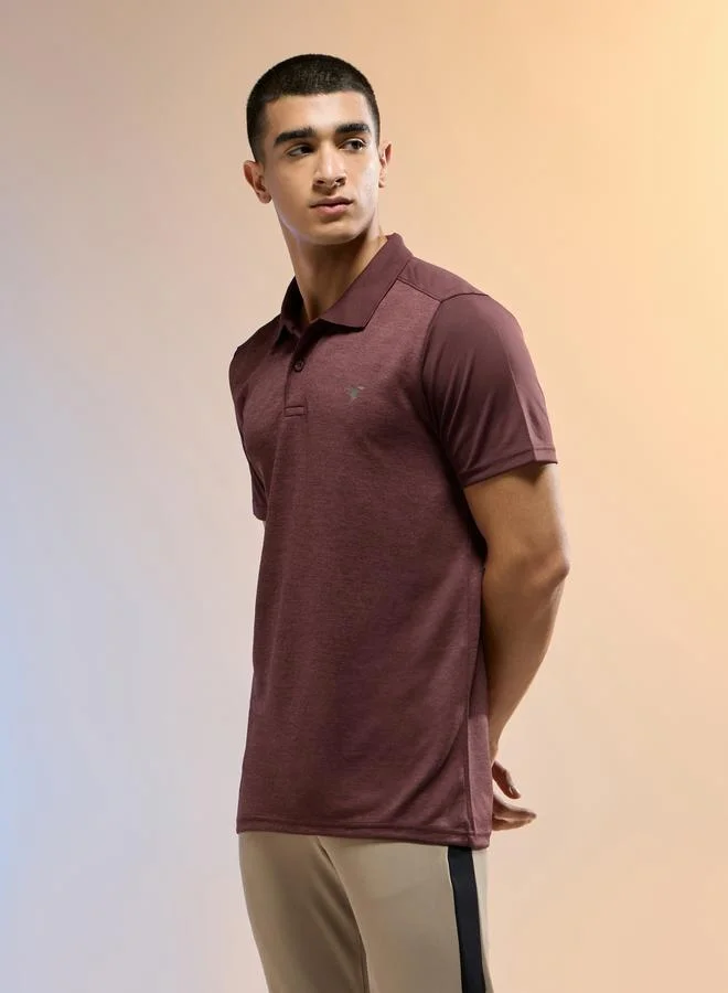 Technosport Technosport Men Brown Slim Fit Melange Polo