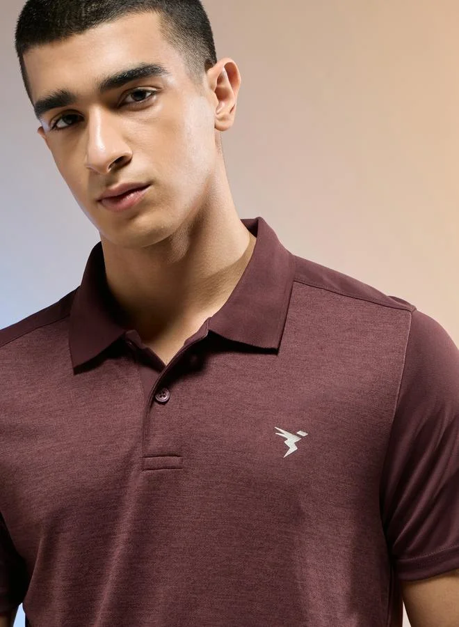 Technosport Technosport Men Brown Slim Fit Melange Polo