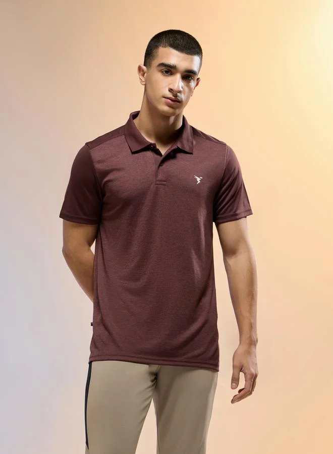 Technosport Technosport Men Brown Slim Fit Melange Polo