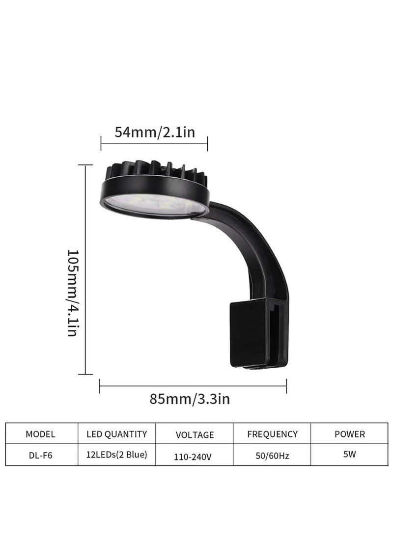 Ailily LED Aquarium Light 5W Clip on Lamp Aquatic Plant Lighting USB No Stroboscopic Eye protection Clamp Light 12 LEDs for Small Fish Tank Saltwater Aquariums Planted Tank 220V - Image 4
