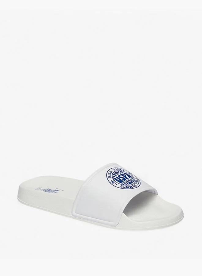 U.S. Polo Assn. WHITE Women Logo Print Slides for Women | Best Price UAE