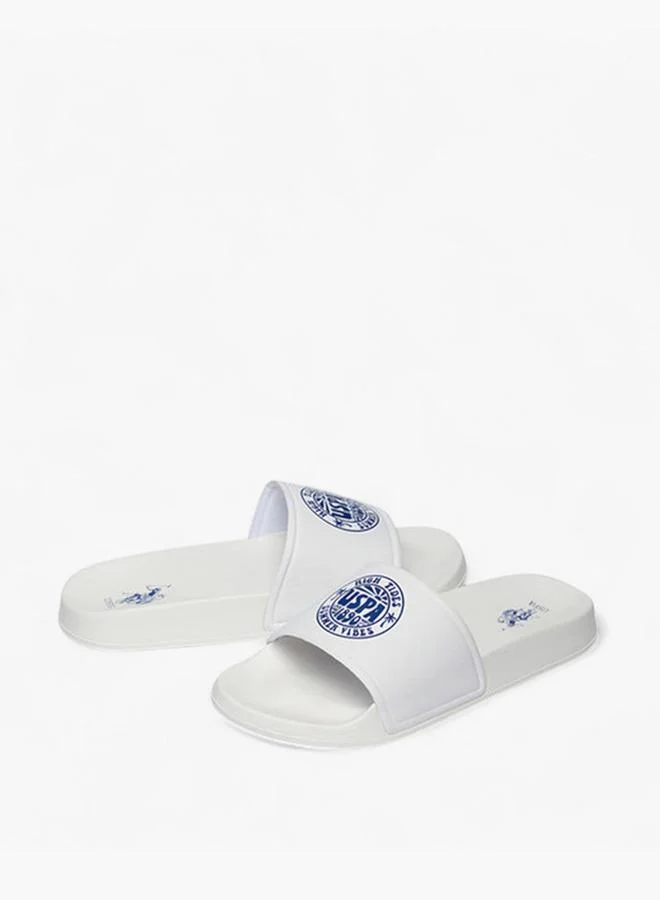 U.S. Polo Assn. WHITE Women Logo Print Slides for Women | Best Price UAE