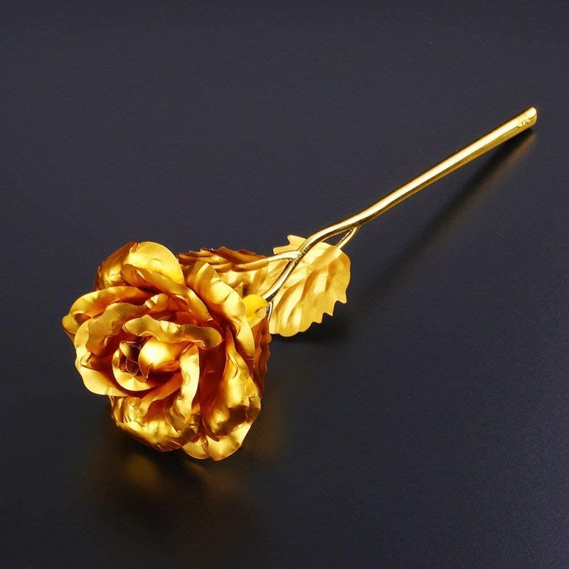 Crown Warriors Crown Warriors Artificial 24k Rose 24K Golden Rose in Gift Box with Carry Bag Valentines Day Mothers Day Friendships Day Rose Day Birthday Gift 10 inch Pack of 1 - Image 5