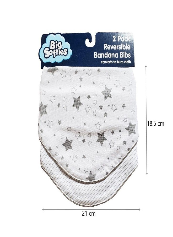 Big Softies مرايل أطفال بيج سوفتيز قابلة للعكس، مطبوعة على شكل باندانا، تتحول إلى قطعة قماش للتجشؤ - نجمة | زر كبس قابل للتعديل | قطن 100% - فائق الامتصاص | للترطيب، التسنين، والرضاعة | مناسبة للجنسين من عمر 0 إلى 24 شهرًا | عبوة من قطعتين - Image 3