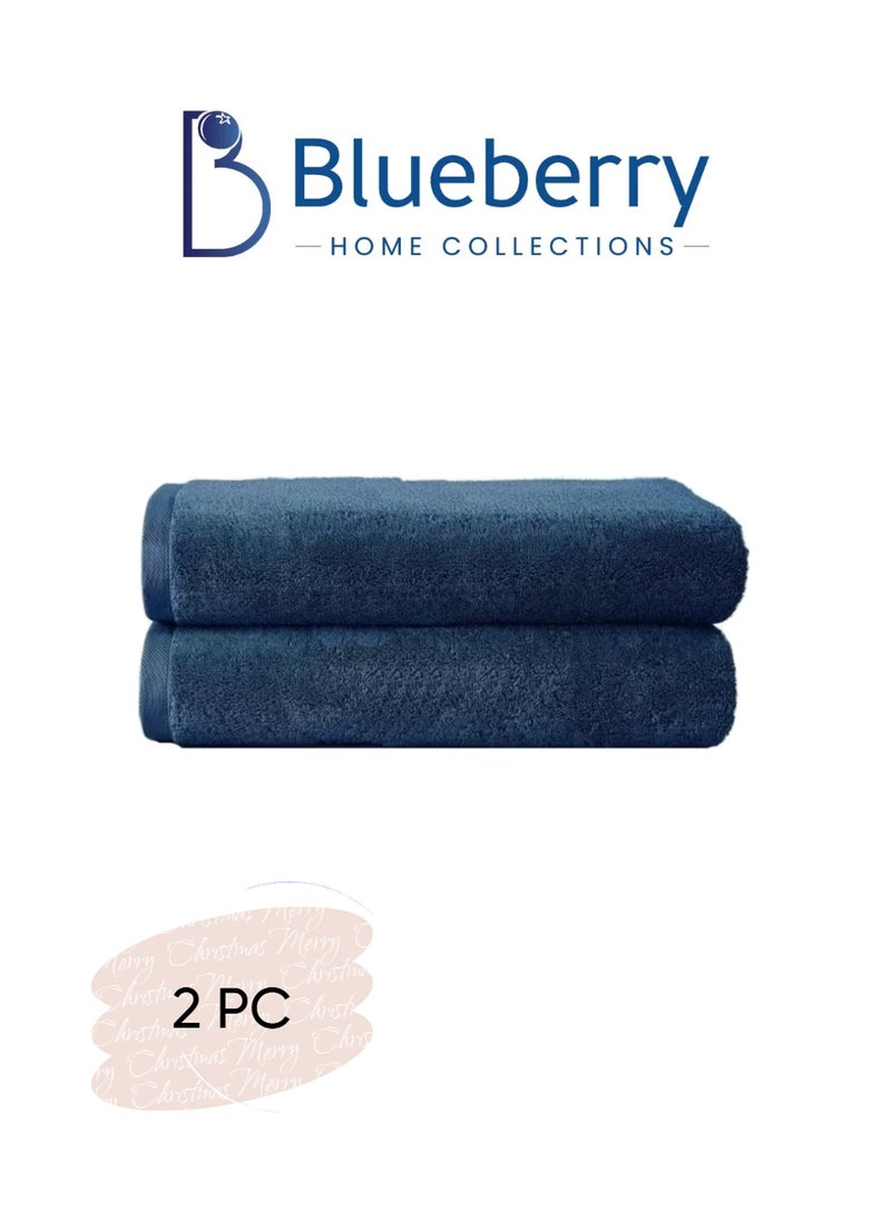 Blueberry Set of 2 - Bath Towel -100% cotton Large Size Highly Absorbent And Super Durable,color - Navy Blue - Image 1