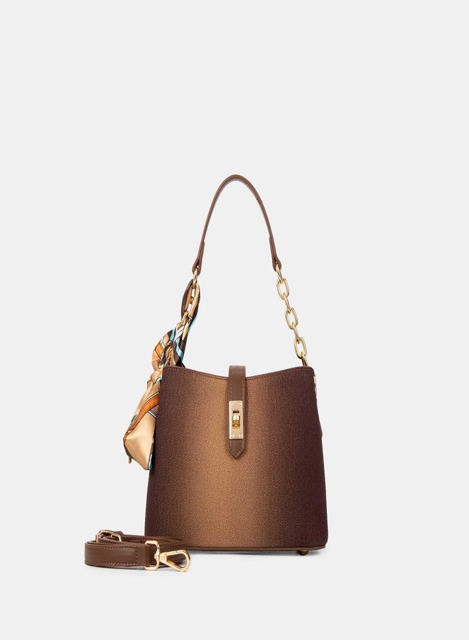 BAGCO Women’s Elegant Handbag with Scarf Accent - Small Shoulder Bag with Top Handle & Detachable Strap - Stylish PU Leather Purse with Gold Chain Detail (Off White) - Image 2