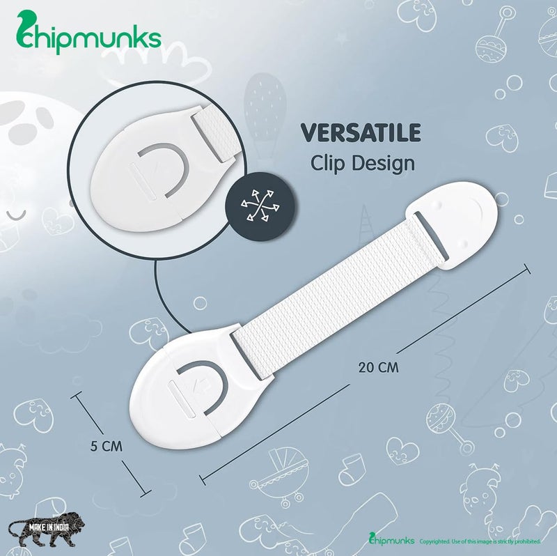 Chipmunks أقفال أمان الأثاث لسلامة الأطفال - أقفال أمان قوية ولصقة للأطفال/الصغار/الرضع للأدراج والخزائن والثلاجات والخزائن - منتج لحماية الأطفال (بيج، عبوة من 4) - Image 3