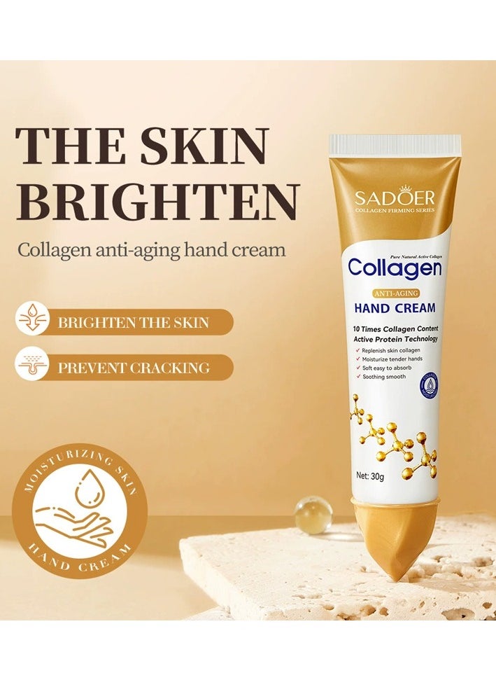 SADOER Collagen Anti Wrinkle Hand Cream, Nourishing Whitening Moisturizing Skin Care Cream, Fast Absorbing Anti Ageing Hand Cream, Smooth And Soft Skin Crack Repair Cream To Remove Wrinkles Darkness 30g  - Image 5