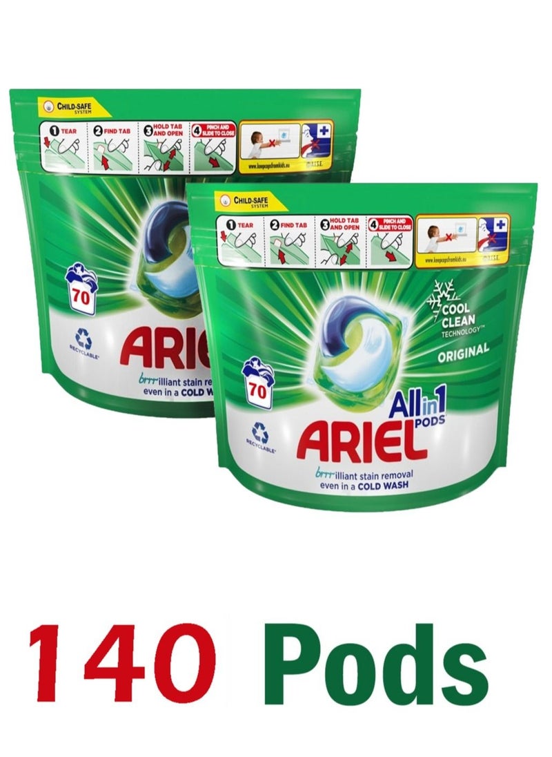 Ariel - All-in-one Professional Original Protection 140 Pods /Tablets For Top and Front Load automatic machines With Child Lock System - Image 1