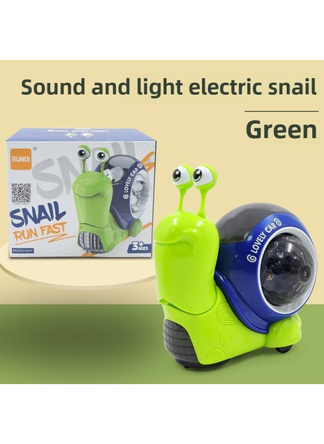 Electric Hermit Crab Universal Driving Nod Snail Light Music Novelty Toys Puzzle Early Education Cross-border-Color:Electric Nod Snail-Green-Specifications:Ordinary Battery  - Image 1
