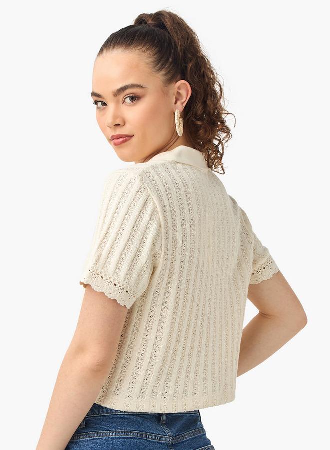 Lee Cooper Textured Collared T-shirt with Short Sleeves - Image 3