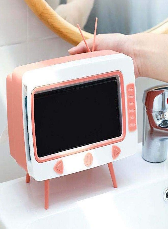 Mrisata Fun Cute Tissue Box Holder Retro TV Tissue Toilet Paper Napkin Box Cover Cute and Practical Cell Phone Holder Tampon Holder Desktop Decoration for Bathroom Kitchen Bedroom - Image 5