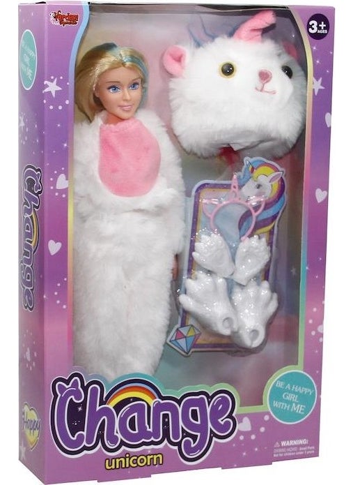 Vardem - Change Toy White Unicorn 30 cm Doll with Accessories 66841 - Image 1