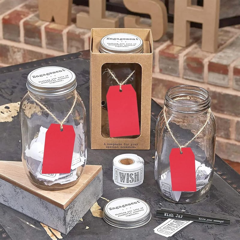 g2plus Red Gift Tags, 100PCS Red Paper Gift Tags with String, 2.8x1.6 in Blank Paper Hanging Label Tag, Rectangle Present Name Tag for Christmas, Gift Wrapping, DIY Arts & Crafts, Garage Sales - Image 5