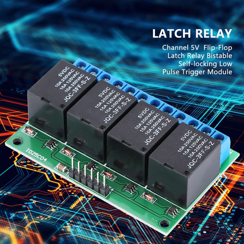 Tongling 4 Channel Flip-Flop Latch Relay: DC 5V Low Pulse Trigger Module - Bistable Self-Locking Design for Automotive Electronics, Smart Home, MCU Development Boards - Image 2