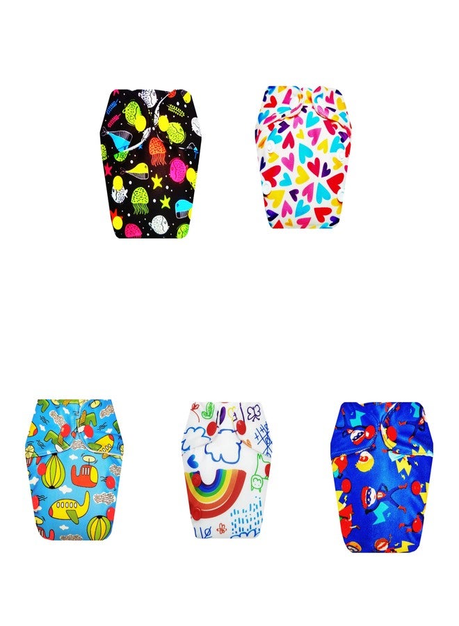 حفاضات قماشية فاخرة من دمبلدو للأطفال حديثي الولادة مع حشوة داخلية (عبوة من 5 قطع) | مضادة للحساسية | تسمح بمرور الهواء | سريعة الجفاف | مثالية للأطفال الصغار | من 0 إلى 4 أشهر | للجنسين - Image 1