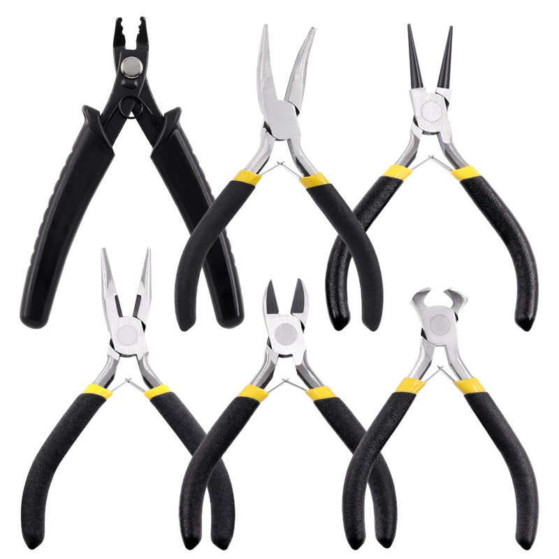 Mardatt 6Pcs Jewelry Pliers Set Includes Round Nose Pliers Bent Nose Pliers Needle Nose Pliers Crimping Pliers End Nippers and Wire Cutters for Jewelry Making and Repairing - Image 2
