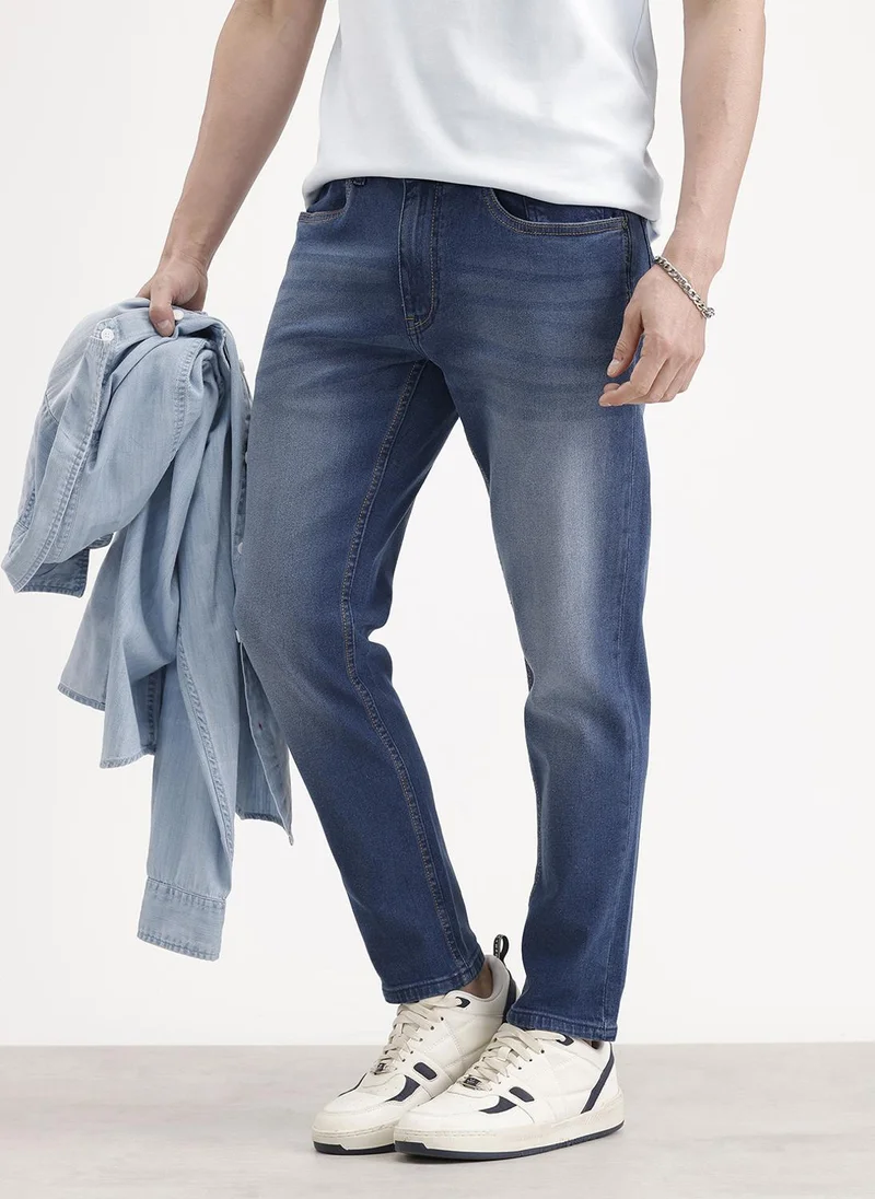 Faded Skinny Crop Denim | Blue