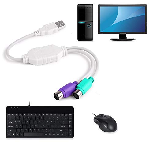 traderplus 2-Pack Dual PS/2 to USB Adapter for PS/2 Port Mouse and Keyboard, Male to Female Cable - Image 2