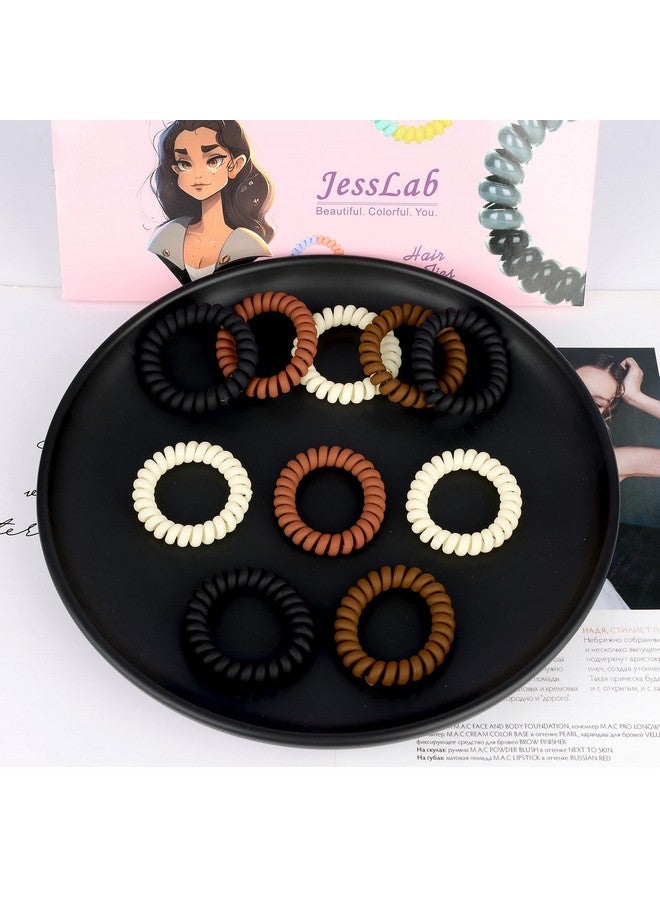JessLab JessLab Spiral Hair Ties, 10 Pcs Traceless Phone Cord Hair Ties Spiral Bracelet Plastic Coil Hair Ties Ponytail Holders No-Damage Hair Accessory for Girls Women Ladies, Color Assorted, Set 37  - Image 4