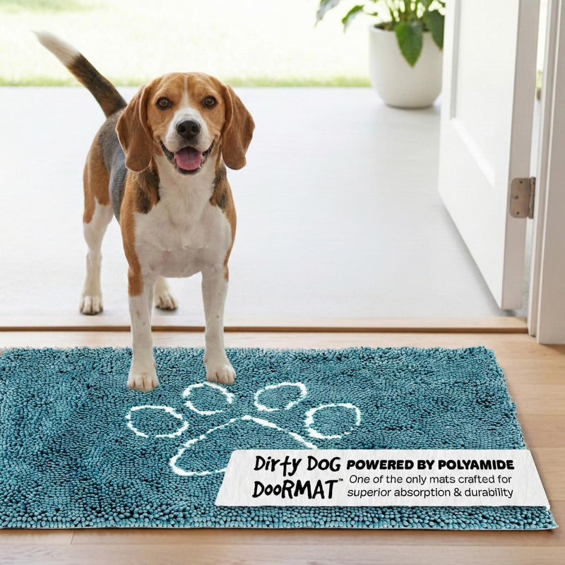 Dog Gone Smart Dirty Dog Doormat Fast Drying Rug with Super Gripper Backing for Clean Floors Super Absorbent and Machine Washable Mat for Muddy Paws Pacific Blue