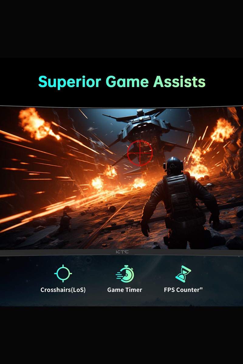 KTC 32 inch 180Hz Curved Gaming Monitor, QHD(2560x1440p) 1ms MPRT, 2K Computer Monitor, 1500R HVA Display, FreeSync Premium, HDR, 120% sRGB, DisplayPort/HDMI/USB, Vesa Support, PC Monitor for Gamers - Image 5