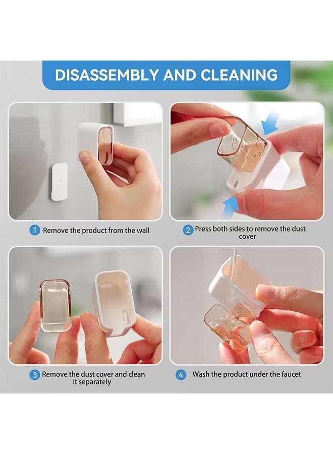 YJ Toothbrush Holders for BathroomInnovation Single Slot Design. 2PCS Toothbrush Holder Wall Mounted with Cover for Shower, Single Toothbrush Dispenser Storage Organizer for Family & Travel - Image 3