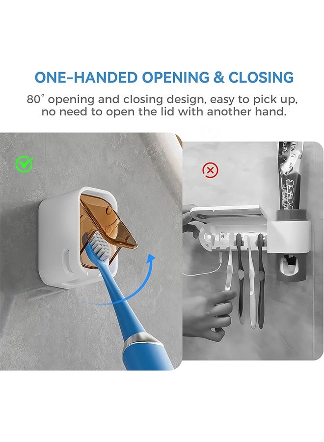 YJ Toothbrush Holders for BathroomInnovation Single Slot Design. 2PCS Toothbrush Holder Wall Mounted with Cover for Shower, Single Toothbrush Dispenser Storage Organizer for Family & Travel - Image 4