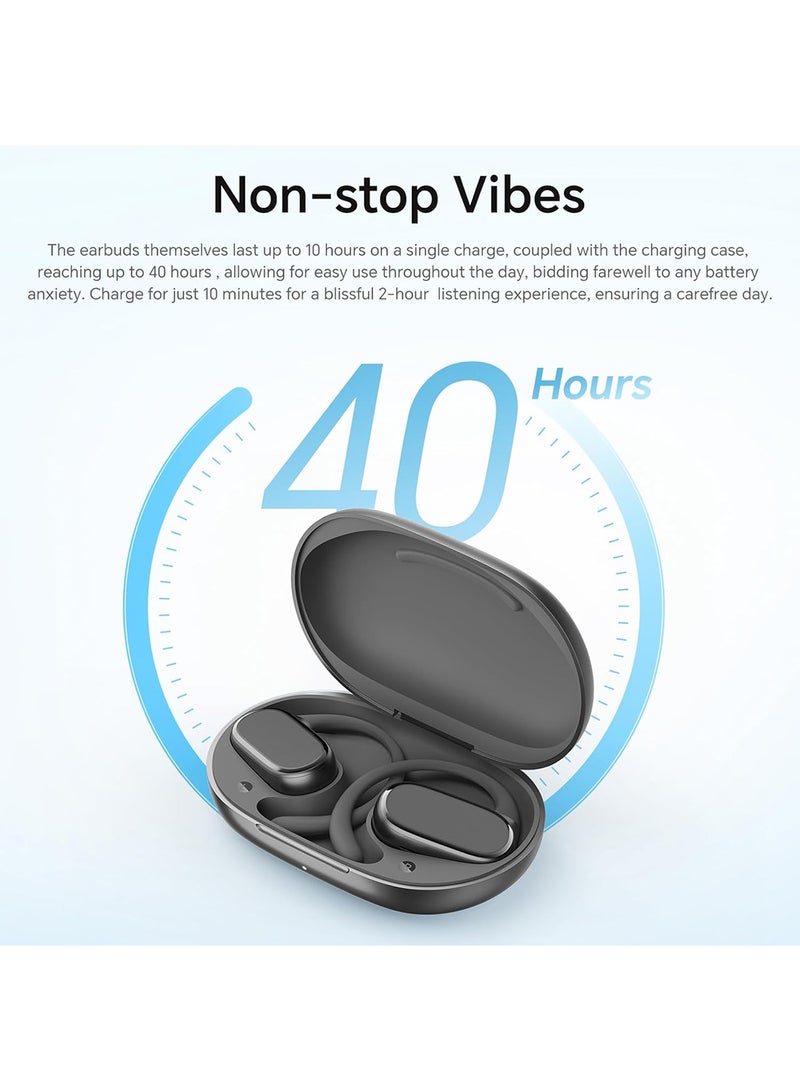 Honor Choice Open-Ear True Wireless Earbuds, 40 Hour Long Battery Life, AI Call Noise Cancellation, Airy Comfort Design, TWS Earphones, Black - Image 3
