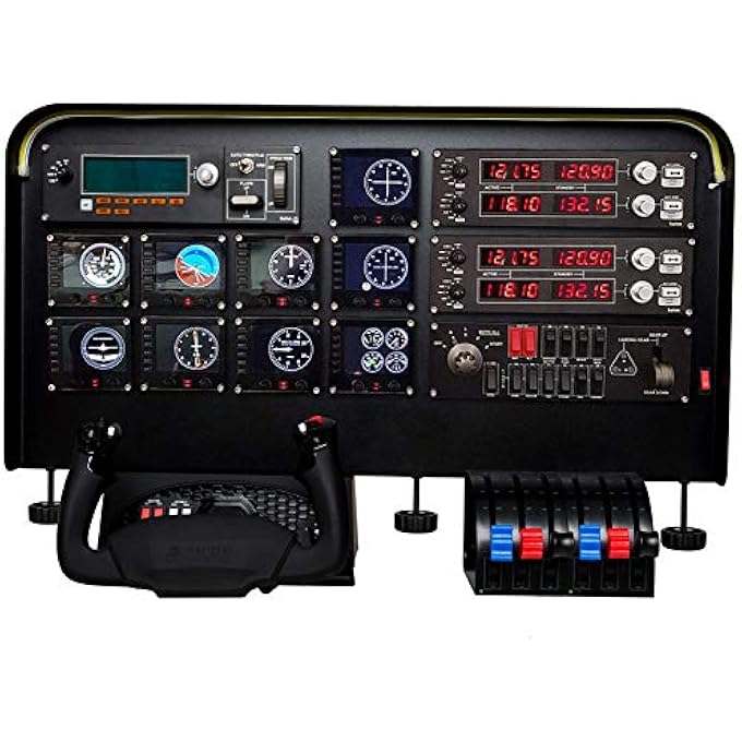 rayihni COCKPIT SIMULATOR PANEL KIT - PRE-CUT ALUMINUM ALLOY FLIGHT SIM MOUNTING SET - COMPATIBLE WITH LOGITECH, SAITEK & HONEYCOMB YOKES, THROTTLE PANELS - WITH LED LIGHT BAR - 30Â€X20Â€X 4Â€ - Image 1