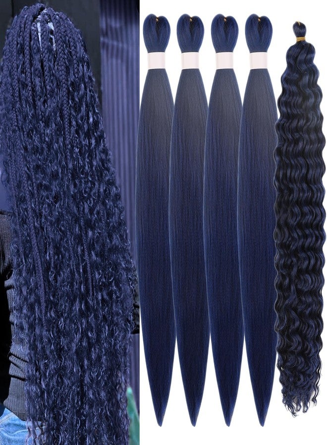 Leticia Dark Blue Braiding Hair Pre stretched Blue Boho Hair for Braiding Ez Braid Hypoallergenic Knotless Synthetic Crochet Boho Braids - Image 1