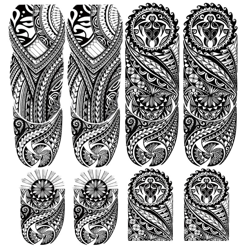 Leoars 4-Sheet Large Full Sleeve Tattoos and 4-Sheet Fake Half Arm Totem Tattoo for Men Women Makeup - Image 1
