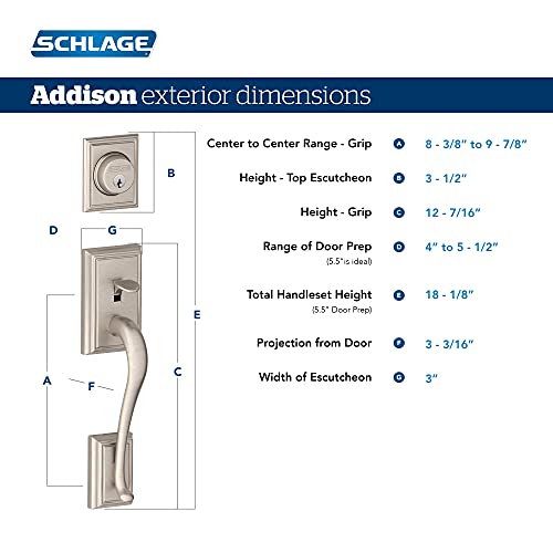 Schlage F60 ADD 622 GEO Addison Front Entry Handleset with Georgian Knob, Deadbolt Keyed 1 Side, Matte Black - Image 3