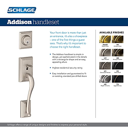 Schlage F60 ADD 622 GEO Addison Front Entry Handleset with Georgian Knob, Deadbolt Keyed 1 Side, Matte Black - Image 5