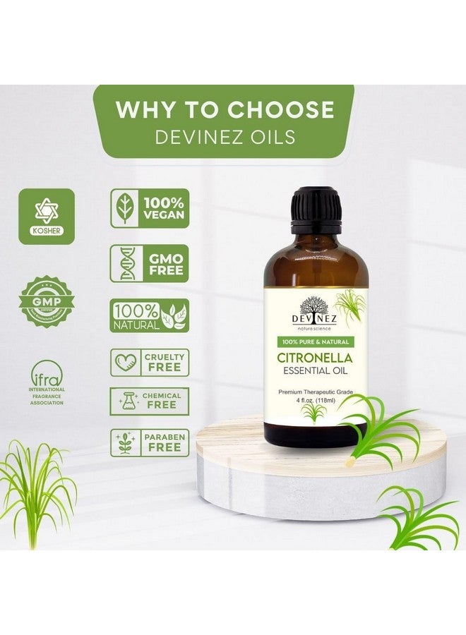 ديفينيز زيت السترونيلا العطري مع قطارة ممتازة بدرجة علاجية، زيت طبيعي نقي 100% وغير مخفف للعلاج بالروائح العطرية وموزعات الروائح وصناعة الشموع والعناية بالبشرة والشعر (118 مل) - Image 2