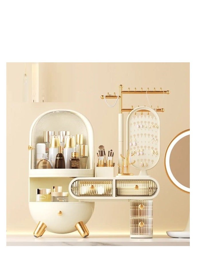 Generic Dressing Table Cosmetics Storage Box Jewelry Dustproof Drawer Home Skincare Storage Box with Mirror Multifunctional Storage  - Image 1