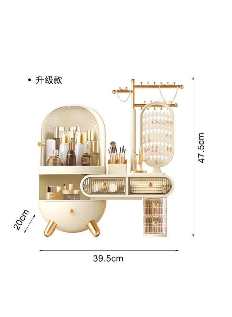 Generic Dressing Table Cosmetics Storage Box Jewelry Dustproof Drawer Home Skincare Storage Box with Mirror Multifunctional Storage  - Image 4