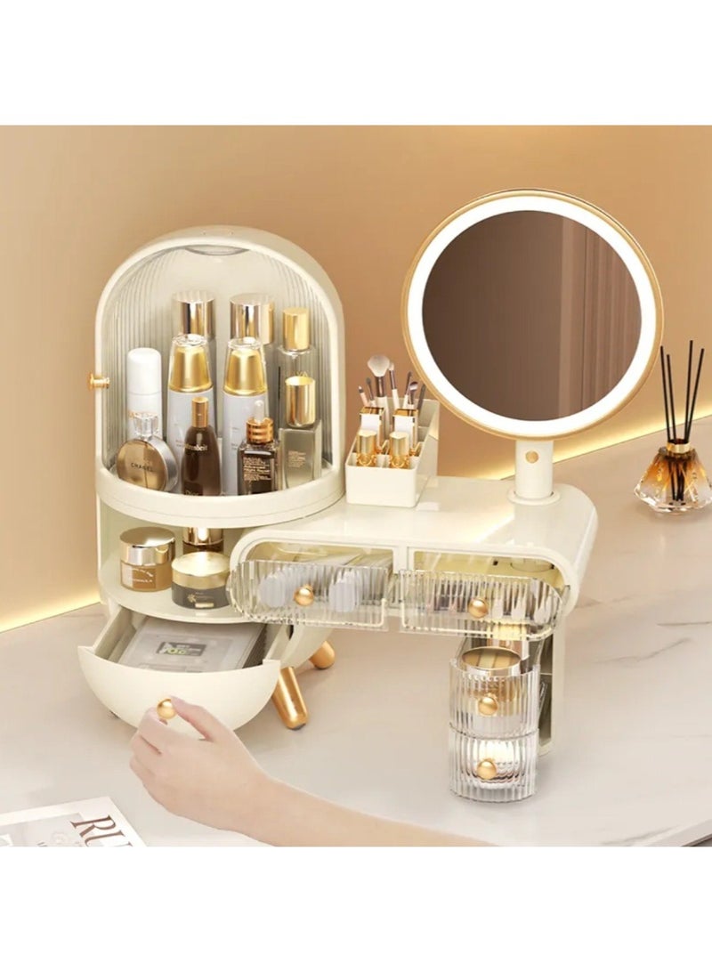 Generic Dressing Table Cosmetics Storage Box Jewelry Dustproof Drawer Home Skincare Storage Box with Mirror Multifunctional Storage  - Image 5