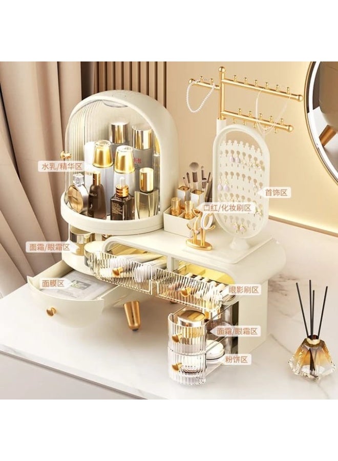 Generic Dressing Table Cosmetics Storage Box Jewelry Dustproof Drawer Home Skincare Storage Box with Mirror Multifunctional Storage  - Image 3