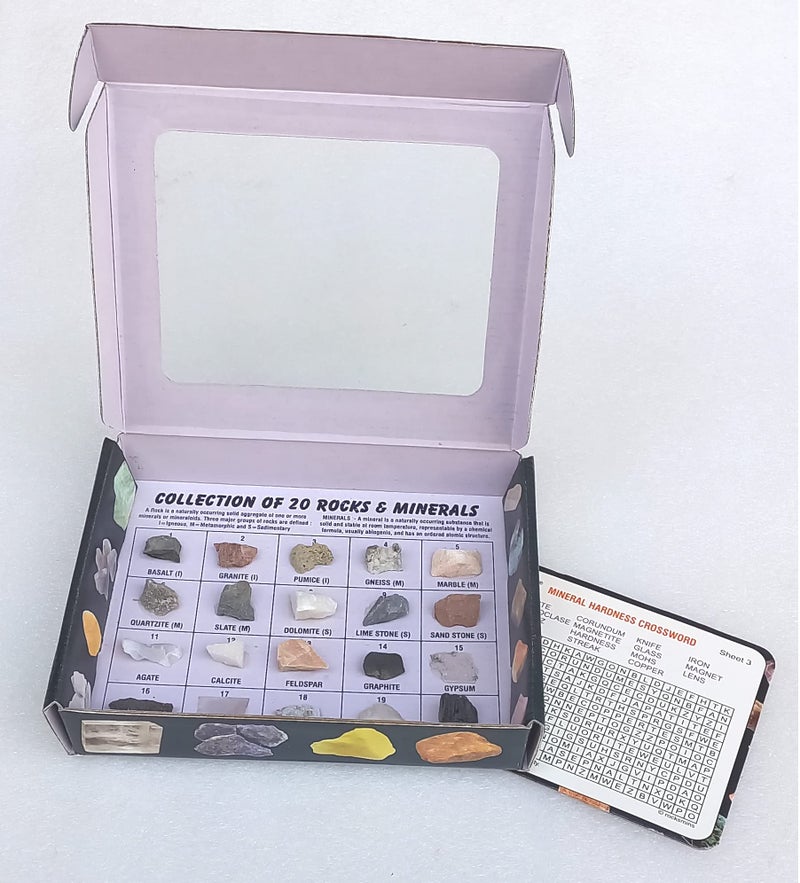 Rocksmins RM20PT Rocks & Minerals Collection Set of 20 Specimen (10 Rocks + 10 Minerals) Rock and Mineral - Image 2