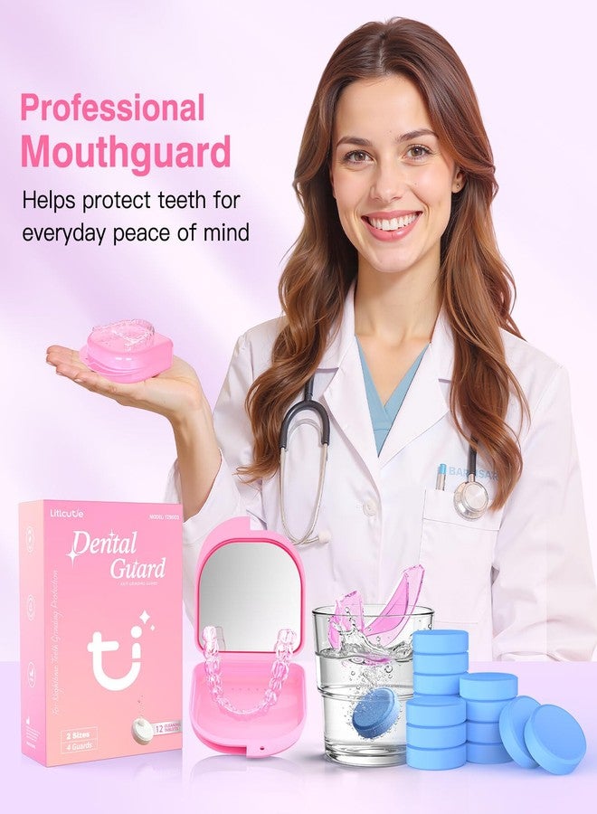 Litlcutie Anti Grinding Guard, Mouth Guard for Grinding Teeth at Night, Night Guards for Teeth Grinding for Adults, Pink + Clear, 2 Size (4 Pack, Guard Cases with 5X Magnifier - Image 3