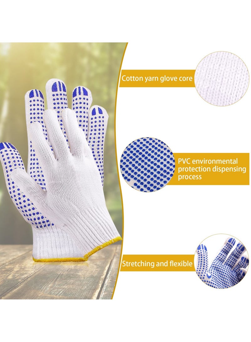 12 Pairs Working Gloves For Men Women Winter Dots Flip Resistant Grip Repairing Builder Construction Gardening Housework Skincare Stretchy Durable Gloves Warehouse Worker - Image 2