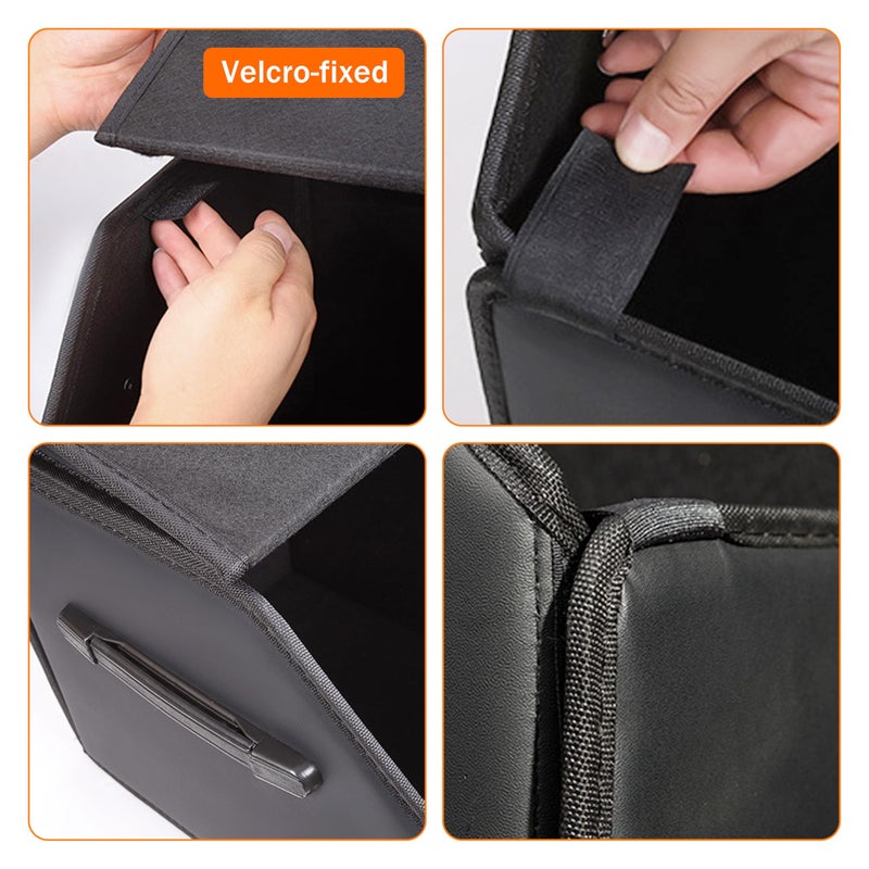 POKSRI Trunk Organizer,car organizers and storage,black Leather Storage Box with lid,Fiberboard,Collapsible,15''L x 13''W x 12.4''H,2K inchesÂ³(size A) - Image 5