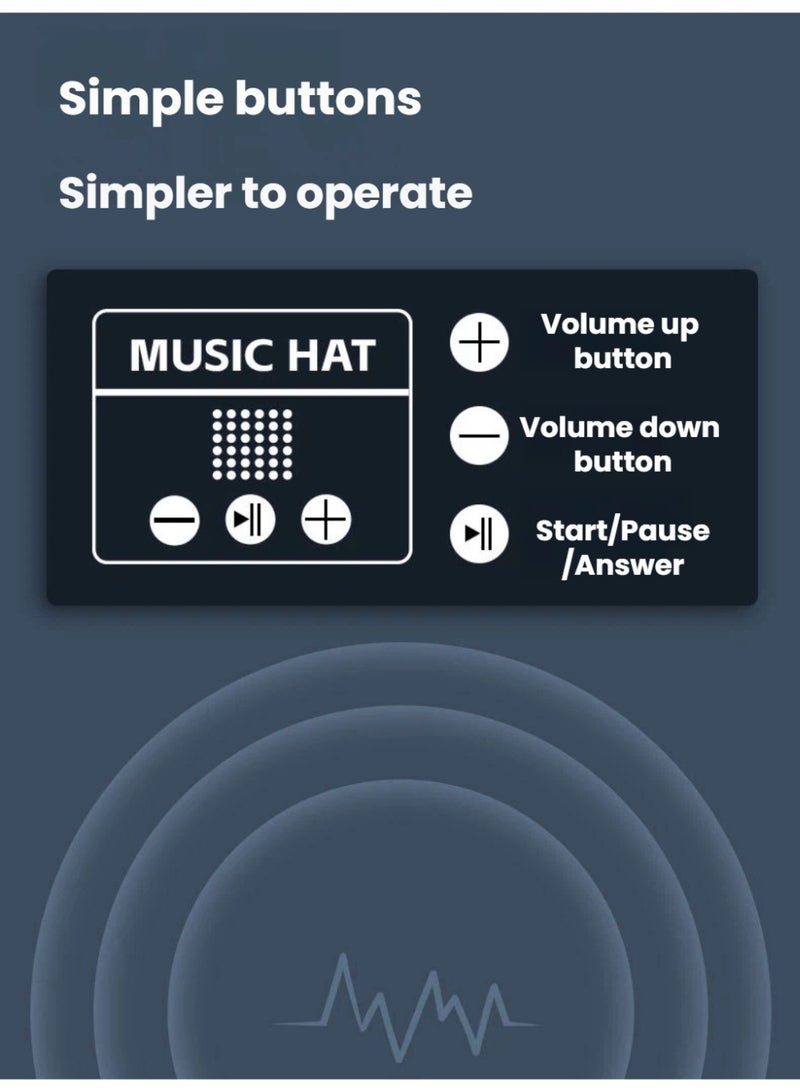 قبعة الموسيقى بالبلوتوث – قبعة مزودة بمكبر صوت لاسلكي بصوت ستيريو وعمر بطارية طويل - Image 5